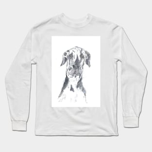 Harlequin Great Dane portrait Long Sleeve T-Shirt